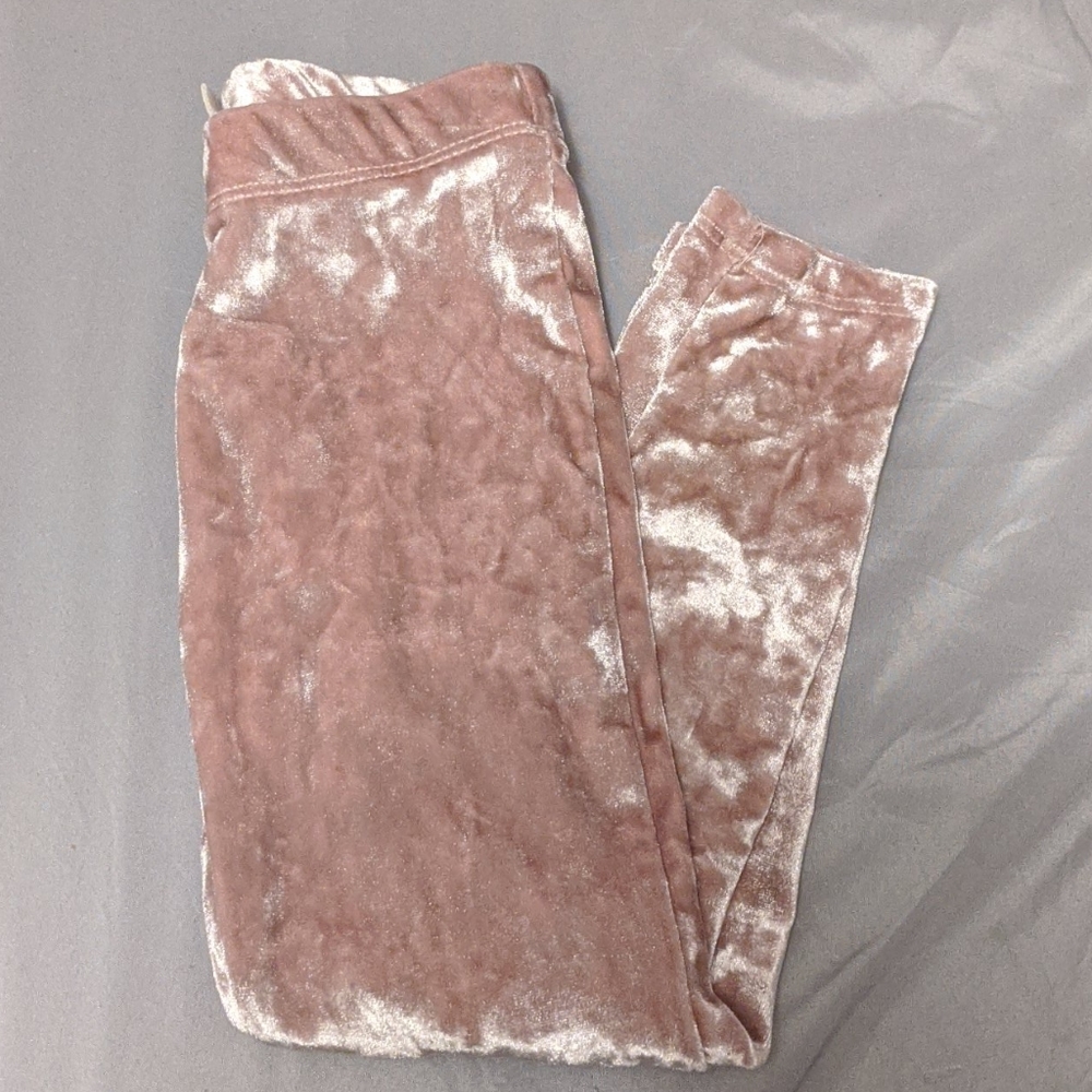 Pink velvet leggings